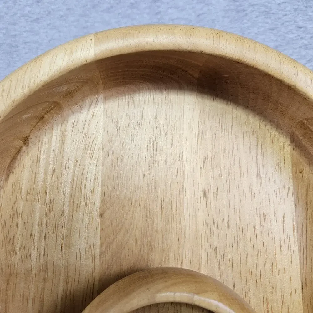 Crate & Barrel Beechwood Chip Dip Bowl Party Holiday Serving Dish Appetizer Tray